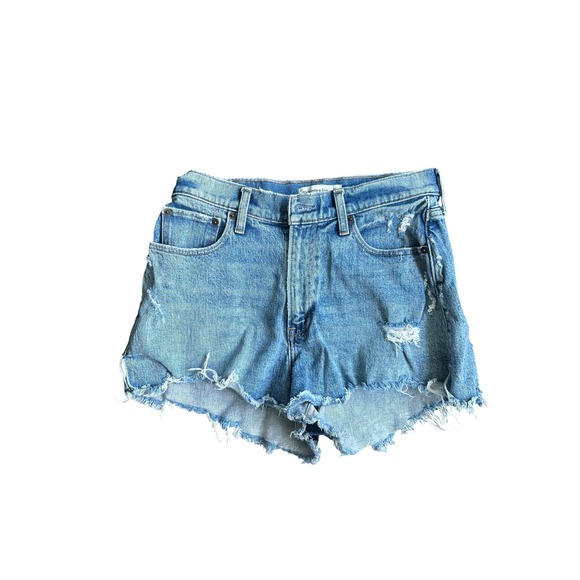 Abercrombie & Fitch Pants - Abercrombie & Fitch Curve Love High Rise Cutoff Shorts Medium Wash Blue 27 4